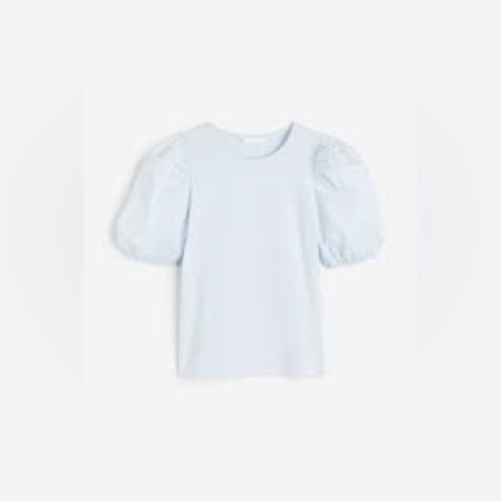 H&M Basics Women’s Light Blue Puff Sleeve Shirt